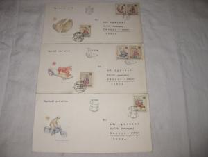 Czechoslovakia 1986 Toys UNICEF Child Survival set of 3 FDCs to India # 18422