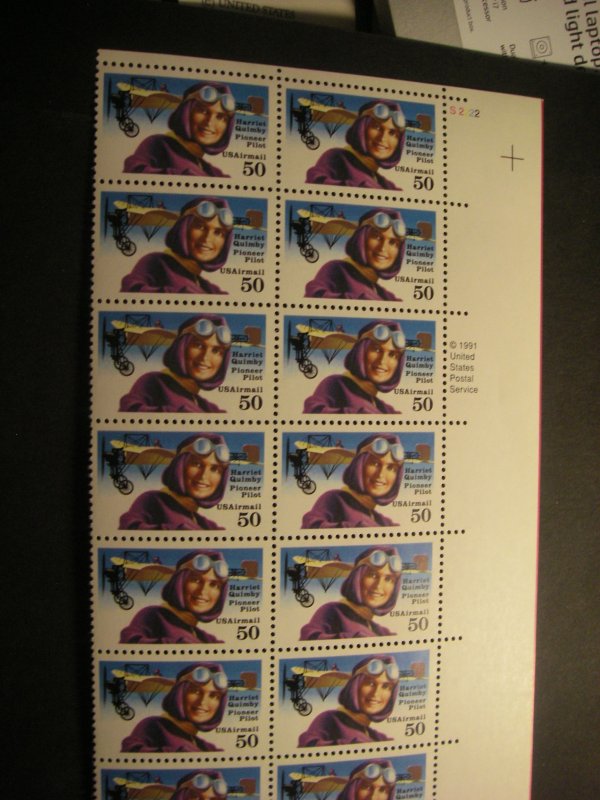 Scott C128b, 50c Harriet Quimby, PB20 #S2222 UR, MNH Airmail Beauty