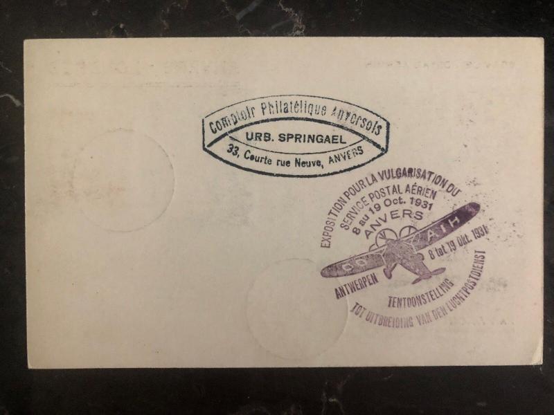 1931 Antwerp Belgium First Flight Postcard Cover FFC to London England