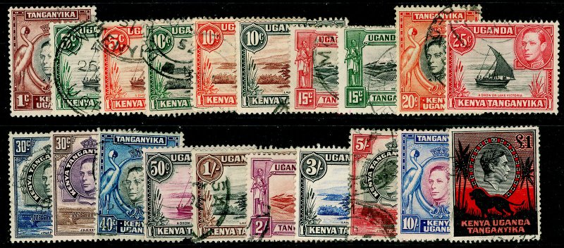 KENYA UGANDA TANGANYIKA SG131-150, COMPLETE SET, FINE USED. Cat £50.