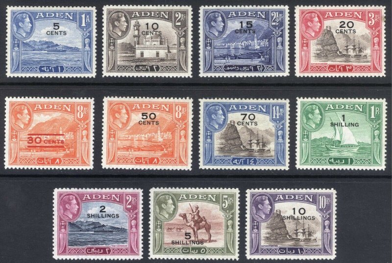 Aden 1951 5c-10s GVI Pictorial Opts SG 36-46 Scott 36-46 UMM/MNH Cat £80($100)