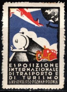 1930 Italy Poster Stamp International Exposition Transport Tourism Poznan