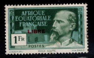 French Equatorial Africa Scott 108 MH* 1940 stamp  Red overprint perf tips toned