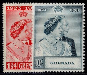 GRENADA GVI SG166-167, 1949 ROYAL SILVER WEDDING set, LH MINT. Cat £24.