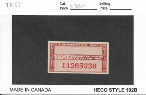 Canada: Newfoundland: Van Damn # TB51 Cigarette Tax Stamp, Mint (50888)
