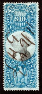 R128 - $10 - Blue and Black - US Second Issue Revenue Stamp