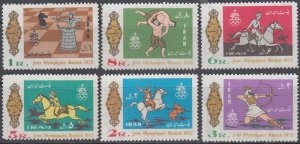 IRAN Sc # 1671-6  CPL SET MNH 20th OLYMPIC GAMES in MUNICH