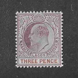 Lagos Sc #54a  3p on chalky paper  OG VF