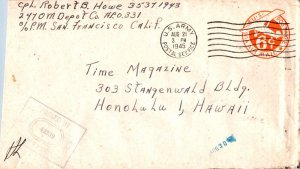 United States A.P.O.'s 6c Monoplane Air Envelope 1945 U.S. Army, Postal Servi...