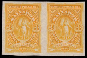 ✔️ EL SALVADOR 1890 - VICTORY IMPERFORATED PAIR - Sc. 40 Mi. 29 MNGAI [006]