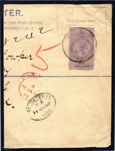 NEW ZEALAND QV Stamp Duty 5s Revenue POSTAL FISCAL Cover* 1899 Registered  W637