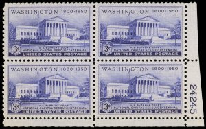 US Sc 991 MNH PLATE BLOCK - 1950 3¢ Washington Sesq. - FRESH!