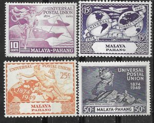 Malaya-Pahang   # 46-49    UPU Anniversary  1949  (4)  Unused VLH