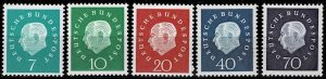 Germany 1959, Sc.#793-7 MNH, Prof. Dr. Theodor Heuss, 1st German President