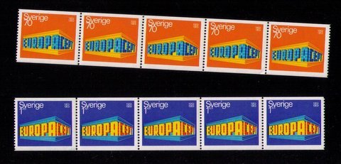 Sweden Sc 814-815 Mint NH MNH Europa Cept Two Strips Of Five VF