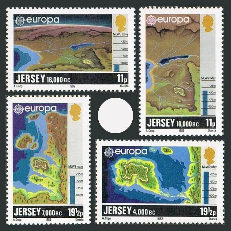 Jersey 285-288,MNH.Michel 278-281. EUROPE CEPT-1982.Maps:formation of Chanel Isl