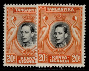 KENYA UGANDA TANGANYIKA GVI SG139b + 139ba, 20c SHADES, NH MINT. Cat £38.