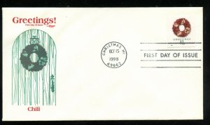 US 3247 Christmas 1998 Chilli Peper Wreath 22x25 mm UA Artmaster cachet FDC