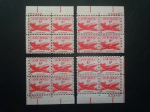 #C39b 6c DC-4 Skymaster Plate Block #25340 Dry Printing Matched Set MNH OG VF 