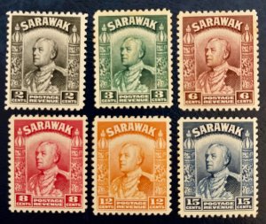 Sarawak 111, 113, 117, 119, 122, 124 / Sir Charles Vyner Brooke Stamps / Hinged