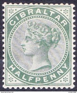 GIBRALTAR 1887 QV 1/2d Dull Green SG8 MH