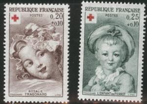 FRANCE Scott B365-6 MNH** 1962 red cross semi postal set