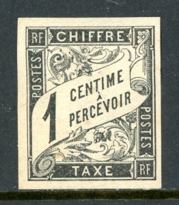 France 1884 Colony General Issues Postage Due 1¢ Black Imperf Sc #J1 Mint L30