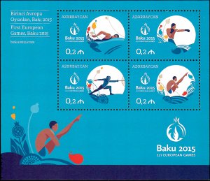 Azerbaijan Scott #1084 2015 MNH S/S of 4 Sports of European Games Baku