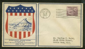 #727 3c PEACE FDC NEWBURGH, NY 4/19/33  PLANTY CACHET 727-3 HOBBY CACHET SERVICE