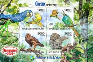 BURUNDI - 2023 - Red List of Birds - Perf 4v Sheet - Mint Never Hinged