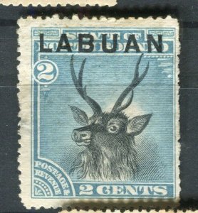 NORTH BORNEO LABUAN; 1890s classic Pictorial issue fine used 2c. value