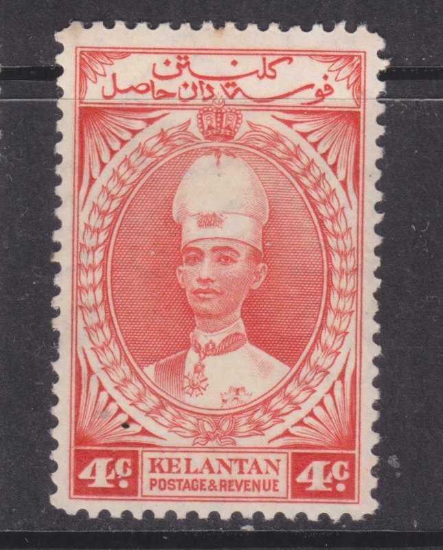 KELANTAN, 1937 Sultan Ismail, 4c. Scarlet, lhm.