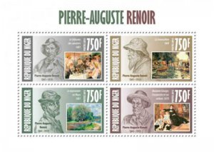 Niger - 2013 Auguste Renoir Art on Stamps - 4 Stamp Sheet - 14A-172
