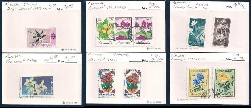 WORLDWIDE Topical Flowers (100) Different Sets Mint & Used