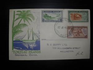 Tokelau Islands 1948 Cacheted Cover 3 values To New Zealand Nukunono (13bdf)