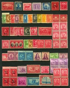#372-#736, #C11, 1909-1936 Mostly Mint, MNH Singles, Pairs, Blocks, Odds & Ends