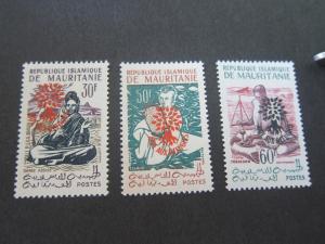 French Mauritania 1960 Sc 129,30,32 Type I set MNH