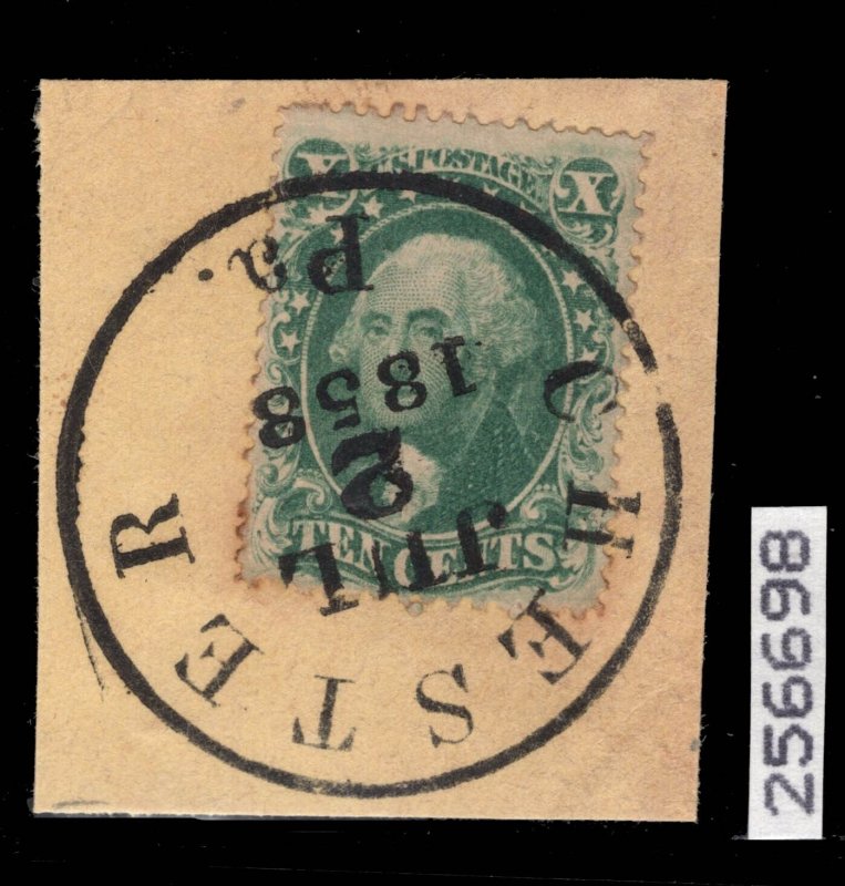 MOMEN: US STAMPS #33 USED ON PIECE PF CERT LOT #88947