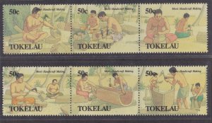 Tokelau #  172-177, Men's Handicrafts, Strips of Three, NH, 1/2 Cat.
