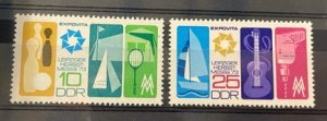 (332) DDR 1973 : Sc# 1485-1486 SPORTS EQUIPMENT SAILBOAT GUITAR DRILL - MNH F