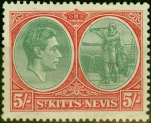 St Kitts & Nevis 1938 5s Grey-Green & Scarlet SG77 Good Lightly Mtd Mint