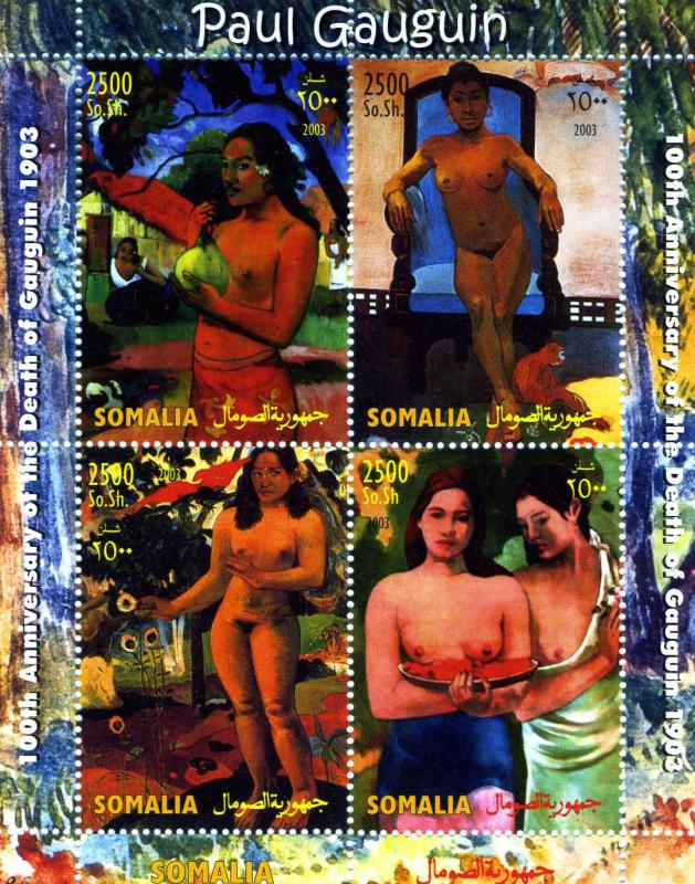 Somalia 2003 PAUL GAUGUIN Nudes Paintings Sheet Perforated Mint (NH)