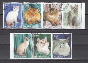 Mordovia, 2000 Russian Local issue. Cats on 7 values. Canceled. ^