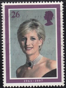Great Britain 1998 used Scott 1791 26p Princess Diana wearing choker