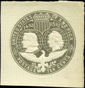 US Scott #U351 Cut Square Mint Hinged  Working Die 10C1