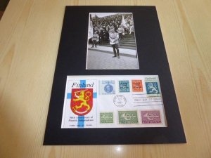 Mannerheim Finland indepence USA FDC Cover and mounted photograph mount size A4