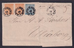 Sweden, Scott 2, 4 (Facit 2a, 4a), 1856 folded letter to Finland, w/ Obermuller