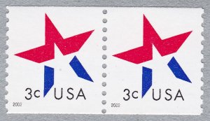 Pair 3c Star Tagged Error US 3615a F-VF, MNH