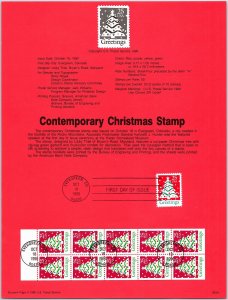 USPS SOUVENIR PAGE CONTEMPORARY CHRISTMAS SPECIAL STAMP 25c (9) 1990