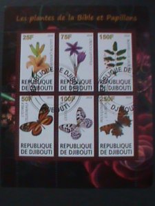 DJIBOUTI-2010 COLORFUL BEAUTIFUL LOVELY BUTTERFLY CTO SHEET -VERY FINE